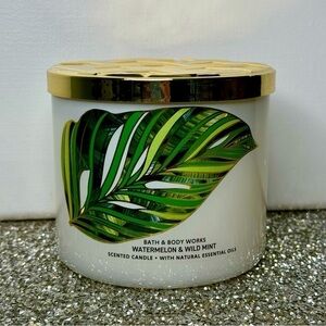 Bath and Body Works 3 Wick Candle Watermelon & Wild Mint Limited Edition NWT